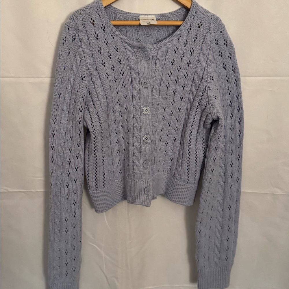 Abercrombie Kids Light Blue Button-Up Sweater, size 9/10